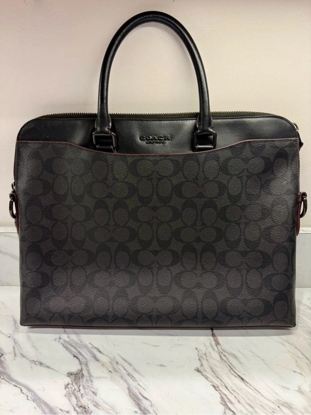 COACH Beckett Portfolio Brief in charcoal and black
